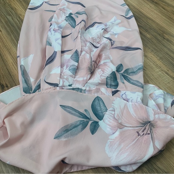 Style State pleated floral asymmetrical pink dress size 10 - Picture 5 of 10